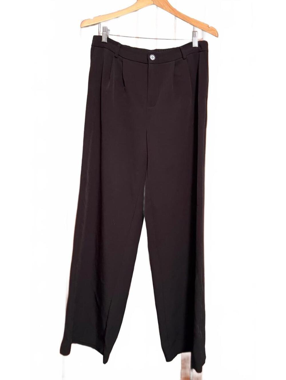 Laundry by Shelli Segal Black Pleated Straight Leg Trousers Pants M